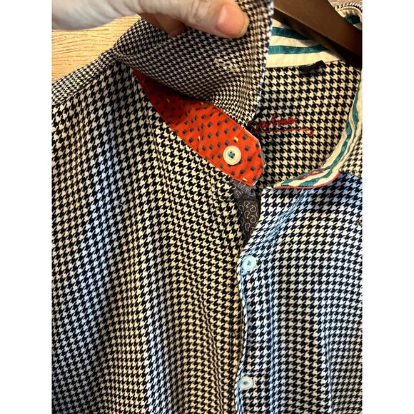 Robert Graham Button Down Shirt Checkers sz 3XL Stripped Men Collared cuff Tall - Picture 6 of 16